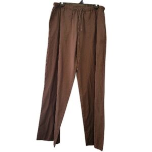 PrettyLittleThing Brown Cotton Blend Drawstring Pants Size 8 Tall
